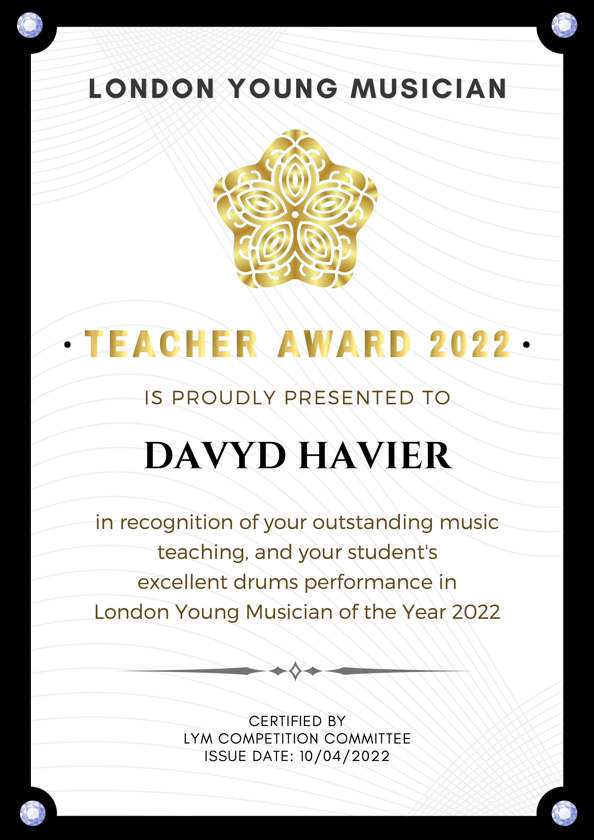 Davyd Havier_LYM Teacher Award